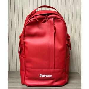 Supreme Leather Backpack in Red